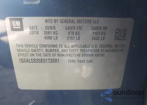 2014 Cadillac Ats Premium из США, поврежденный, VIN 1G6AL5S35E0172681